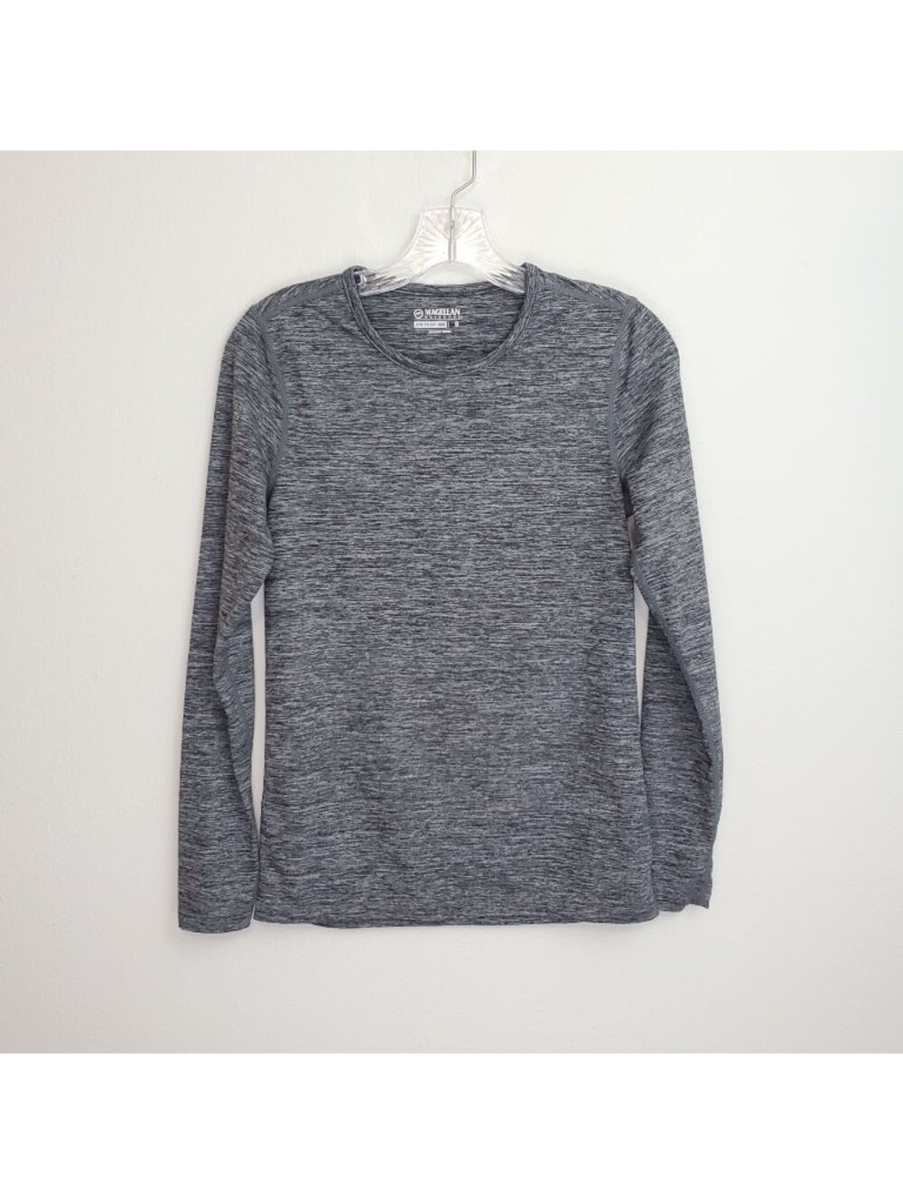 Magellan long sleeve crew neck base layer, black space dye